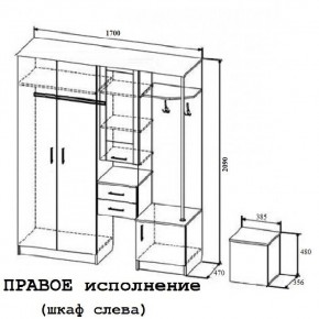 Прихожая Дуся 1.7м в Алдане - aldan.mebelnovo.ru | фото